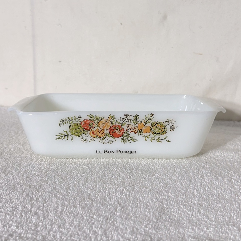 Vintage Anchor Hocking Fire King Milk Glass Harvest Vegetable Loaf Pan